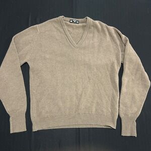 Vintage St Michael Mens Brown V-Neck Lambswool Sweater Size 38 Made in UK